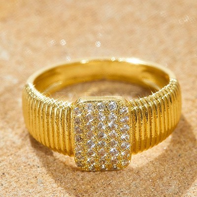 Brass Micro Pave Clear Cubic Zirconia Finger Rings FS-WGEE21A-03-1