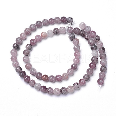 Natural Lepidolite/Purple Mica Beads Strands G-G770-04A-10mm-1