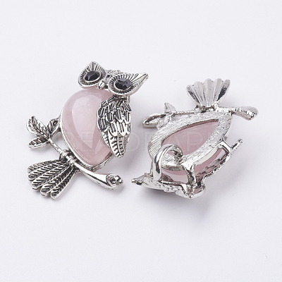 Natural Rose Quartz Pendants G-E442-01L-1