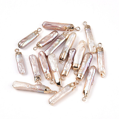 Electroplated Natural Keshi Pearl Pendants PEAR-S012-83-1