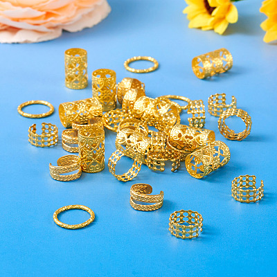 120Pcs 4 Styles Iron Dreadlocks Beads Hair Decoration FIND-TA0005-09G-1