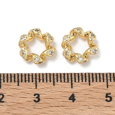 Brass Micro Pave Clear Cubic Zirconia European Beads KK-D228-03G-1