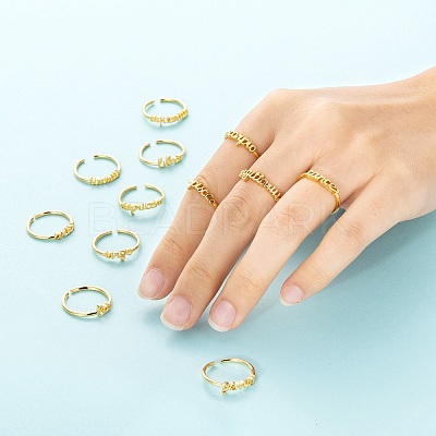 12Pcs 12 Style Brass Cuff Rings RJEW-LS0001-37G-1