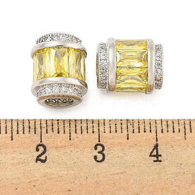Rack Plating Brass Micro Pave Cubic Zirconia European Beads KK-F089-31P-1