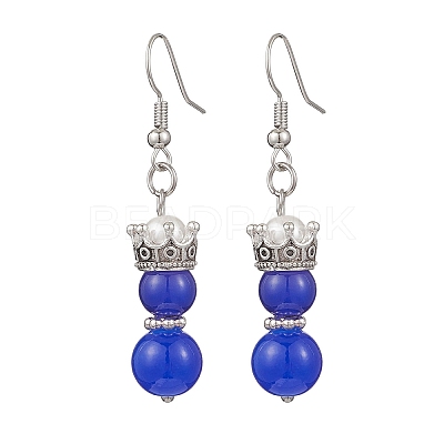3 Pairs Baking Paint Imitation Jade Glass Dangle Earrings EJEW-JE06619-1