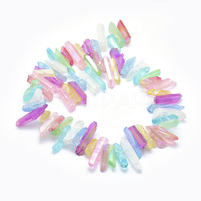 Electroplated Natural Quartz Crystal Beads Strands G-P368-04-1