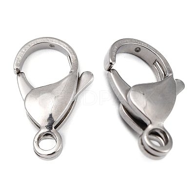 Tarnish Resistant Polished 316 Surgical Stainless Steel Lobster Claw Clasps X-STAS-R072-18A-1