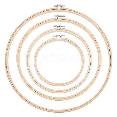 4Pcs 4 Styles Bamboo Cross Stitch Embroidery Hoops DIY-HY0001-76-1