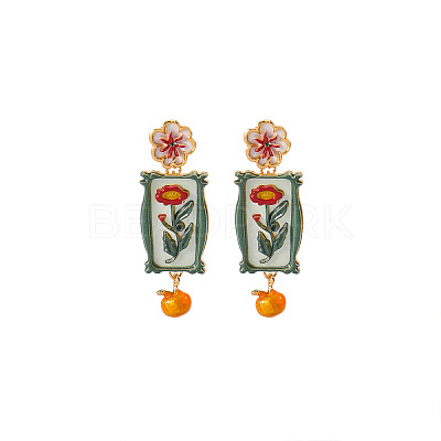 Alloy & Enamel Stud Dangle Earrings for Women WG66E5A-01-1