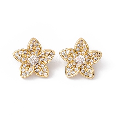 Rack Plating Brass Pave Clear Cubic Zirconia Connector Charms ZIRC-C040-17G-1