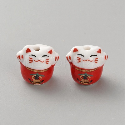 Handmade Printed Porcelain Beads PORC-WH0018-03A-1