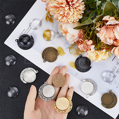 10Pcs 5 Colors Alloy Pendant Cabochon Settings DIY-SC0023-47-1