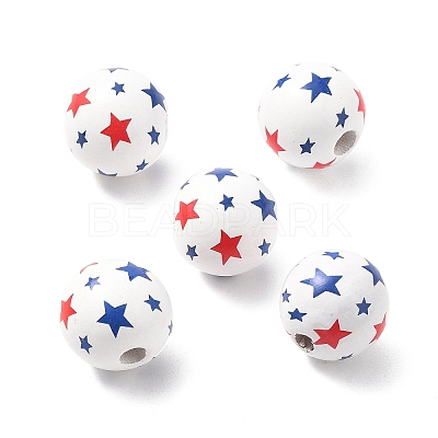 Independence Day Themes Wood European Beads WOOD-I014-01D-1