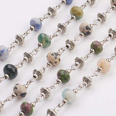 Natural Gemstone Beads Handmade Chains AJEW-JB00405-1