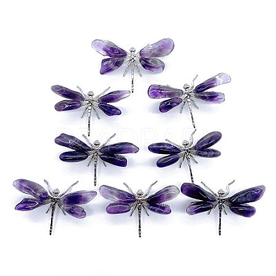 Natural Amethyst Crystal Dragonfly Figurines PW-WG22635-01-1