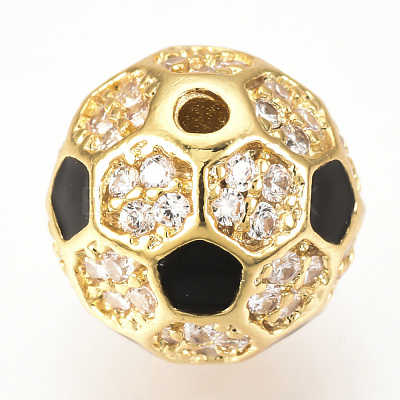 Brass Micro Pave Cubic Zirconia Beads ZIRC-Q013-10mm-136G-1