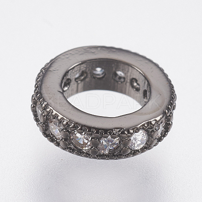 Brass Micro Pave Cubic Zirconia Rondelle Wheel European Beads LS-ZIRC-F083-094B-RS-1