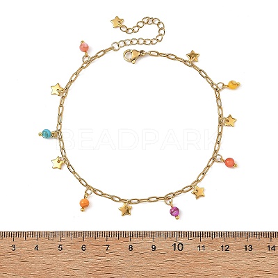 Dyed Natural Freshwater Shell Anklets AJEW-AN00850-1