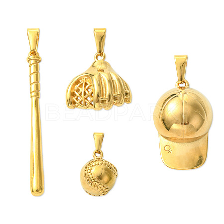 4Pcs 4 Styles PVD Vacuum Plating 304 Stainless Steel Pendants STAS-CJ0003-11-1