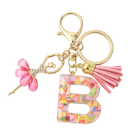 Letter A~Z Transparent Glitter Resin Pendant Keychains KEYC-FZ00024-02-1
