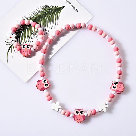 Plastic & Wood Beaded Necklaces & Beaded Bracelets Sets WG31E53-03-1