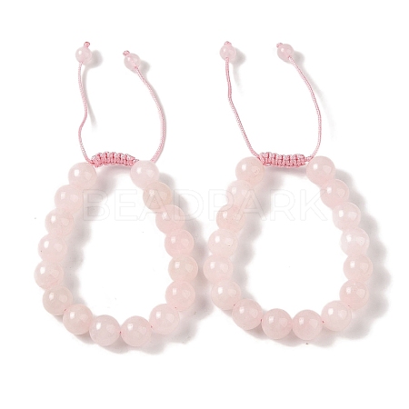 10mm Round Dyed Natural Rose Quartz Braided Bead Bracelets BJEW-C067-01C-20-1