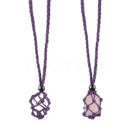 Braided Waxed Cotton Thread Cords Macrame Pouch Necklace Making AJEW-SW00022-08-1