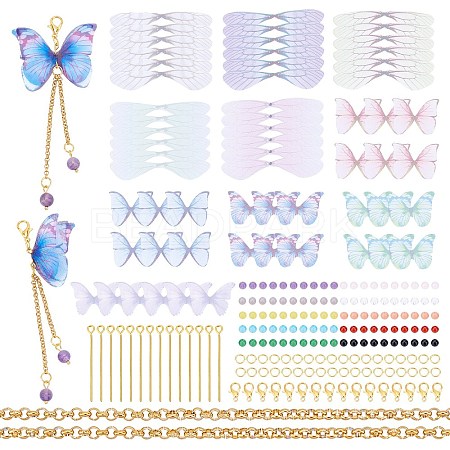SUNNYCLUE 60Pcs Polyester Fabric Butterfly & Dragonfly Wing DIY-SC0016-79-1