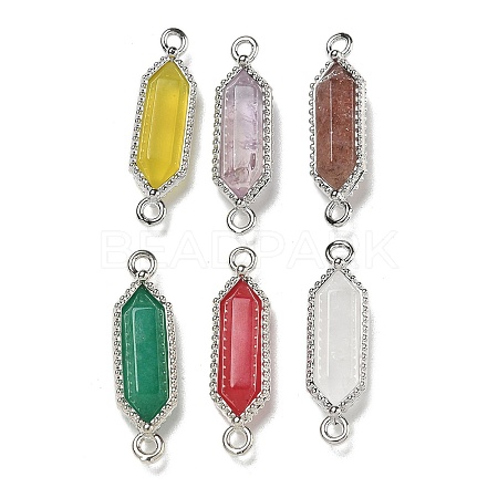 Natural Mixed stone Faceted Double Terminal Pointed Hexagon Connector Charms G-G181-04P-1