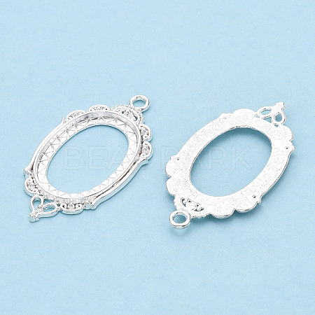 Zinc Alloy Link Cabochon Settings PALLOY-WH0001-35S-1