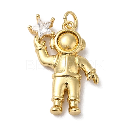 Rack Plating Brass Micro Pave Clear Cubic Zirconia Pendants LS-KK-B092-40G-1