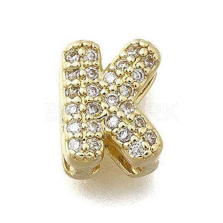 Brass Micro Pave Cubic Zirconia Letter Multi-Strand Links KK-D295-32G-11-1
