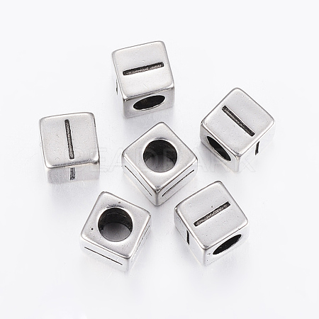 304 Stainless Steel Large Hole Letter European Beads STAS-H428-01AS-I-1