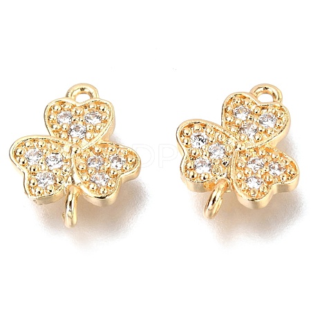 Brass Micro Pave Clear Cubic Zirconia Links Connectors ZIRC-H116-03G-1