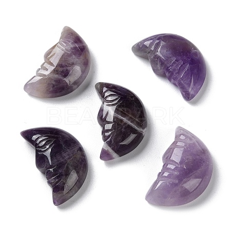 Natural Amethyst Carved Healing Moon with Human Face Figurines G-B062-06B-1