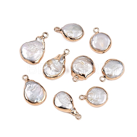 Electroplated Natural Keshi Pearl Teardrop Pendants PEAR-S018-02K-01-1