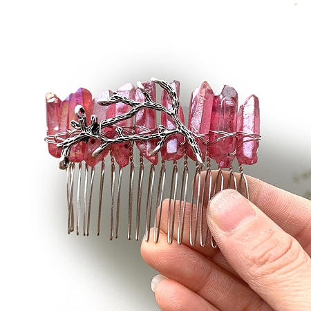 Natural Crystal Hair Combs PW-WGC6E88-10-1