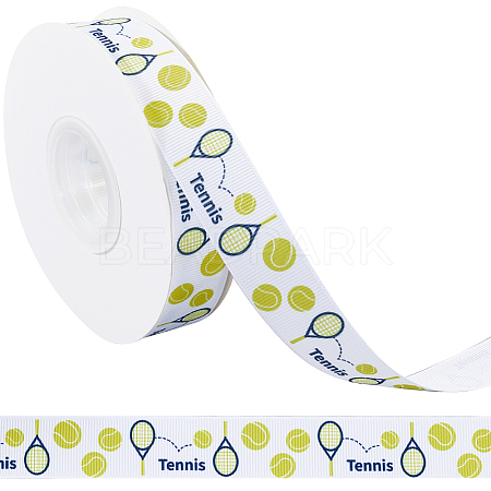 25 Yards Sport Ball Theme Printed Polyester Grosgrain Ribbon OCOR-WH20002-03A-04-1