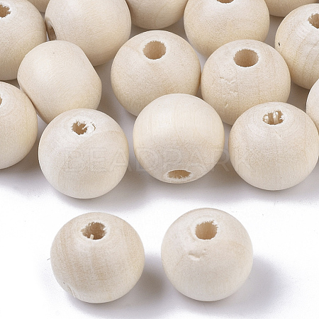 Natural Unfinished Wood Beads WOOD-S651-A10mm-LF-1