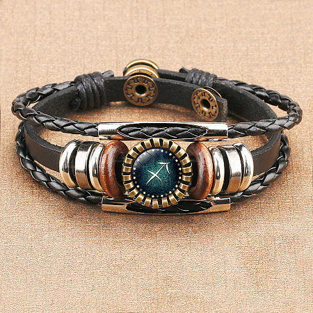 12 Constellations PU Leather Multi-strand Bracelets WGFD09F-09-1