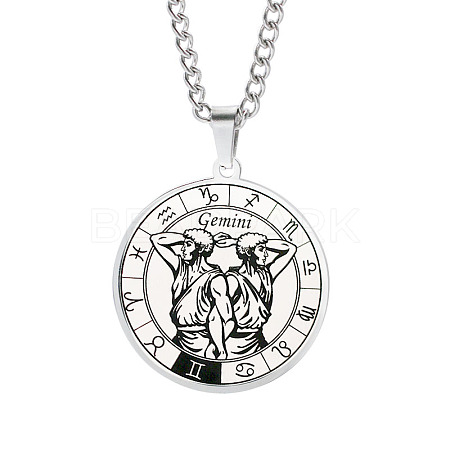 Non-Tarnish Unisex 201 Stainless Steel Constellation Pendant Necklaces NJEW-T011-LA721-3-1