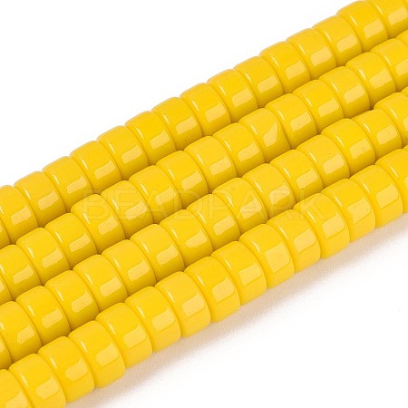 Opaque Solid Color Glass Beads Strands GLAA-N026-3x6mm-13-1
