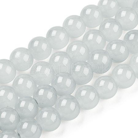 Baking Paint Imitation Jade Glass Round Bead Strands X-DGLA-Q021-6mm-43-1