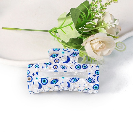 Rectangle with Evil Eye PVC Claw Hair Clips PW-WG515C0-04-1