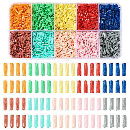 80G 10 Colors Baking Paint Glass Twist Bugle Beads SEED-TA0001-47-1