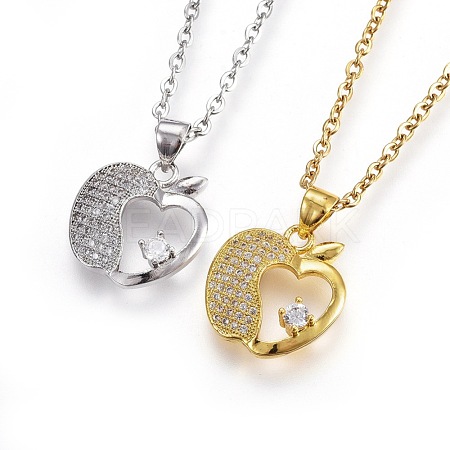 304 Stainless Steel Pendant Necklaces NJEW-L150-08-1
