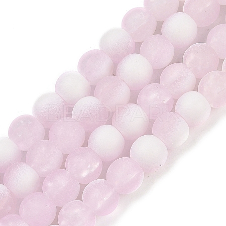 Frosted Crackle Glass Beads Strands GLAA-U001-6mm-M03-1