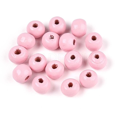 Spray Painted Round Natural Schima Wood Beads WOOD-A018-6mm-05-1