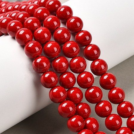 Natural Dyed Mashan Jade Gemstone Bead Strands G-R272-8mm-01-1