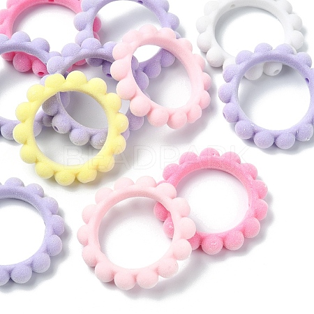 10Pcs Flocky Acrylic Beads OACR-YW0004-08-1